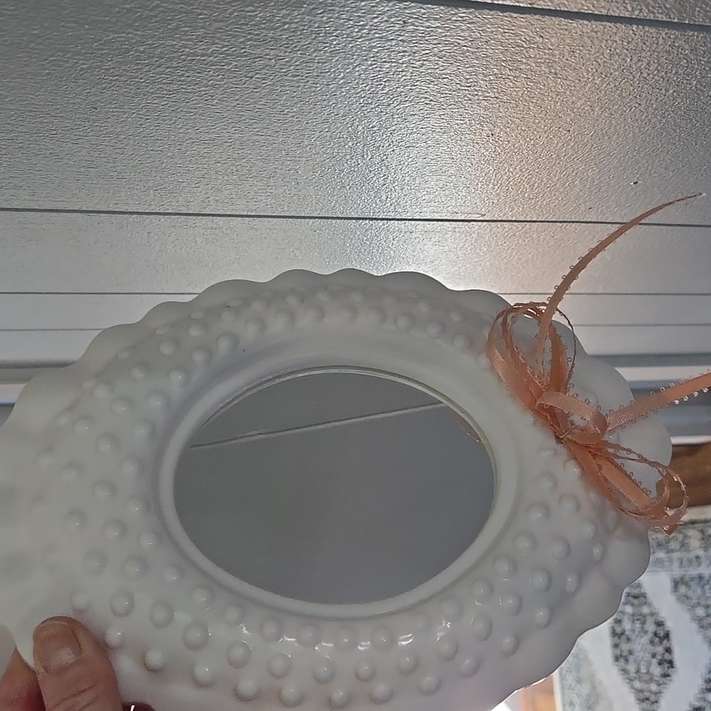 Vintage Wall Decor White Hobnail SET 5 Matching Burwood Baskets Mirror Butterfly - Picture 10 of 17